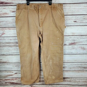 Carhartt Mens 44x30 Vintage B11 Brown Flannel Lined Carpenter Canvas Pants